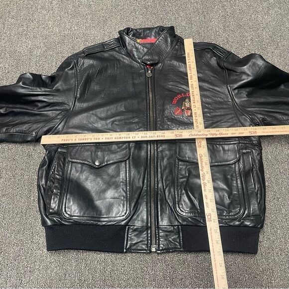 Vintage Tony Nowak Collection World Gym Black Leather Biker Jacket Fits Large XL - Picture 2 of 7